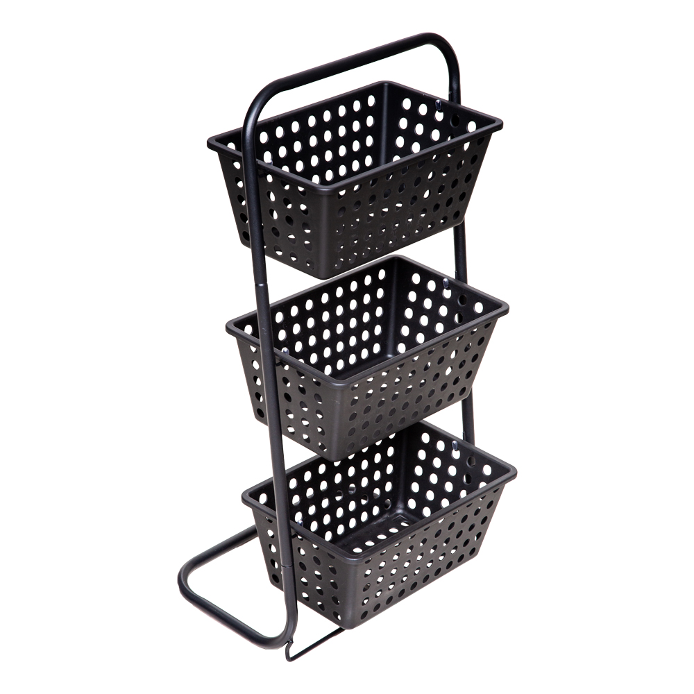 Three Tiers Basket Rack; (33x23x60)cm, Black