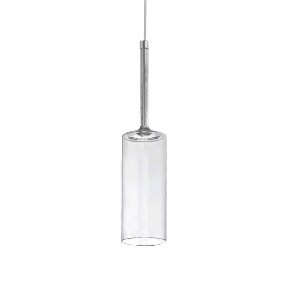 Domus: Glass Ceiling Pendant Lamp: E27 (D8x35)cm, Transparent
