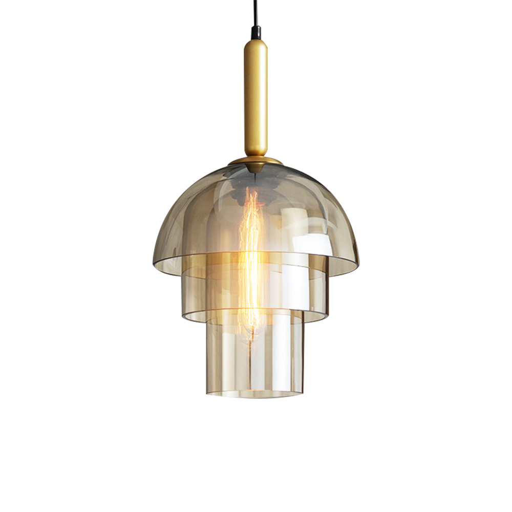 Domus: Glass Ceiling Pendant Lamp: E27, (D28xH28)cm, Amber