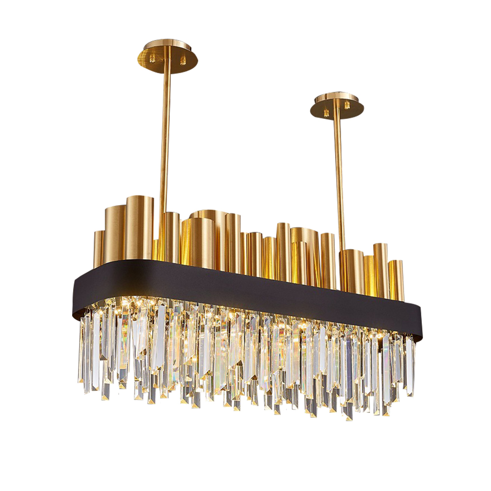 Domus: LED Crystal/Metal Ceiling Pendant Lamp; (120x35x45)cm, Gold