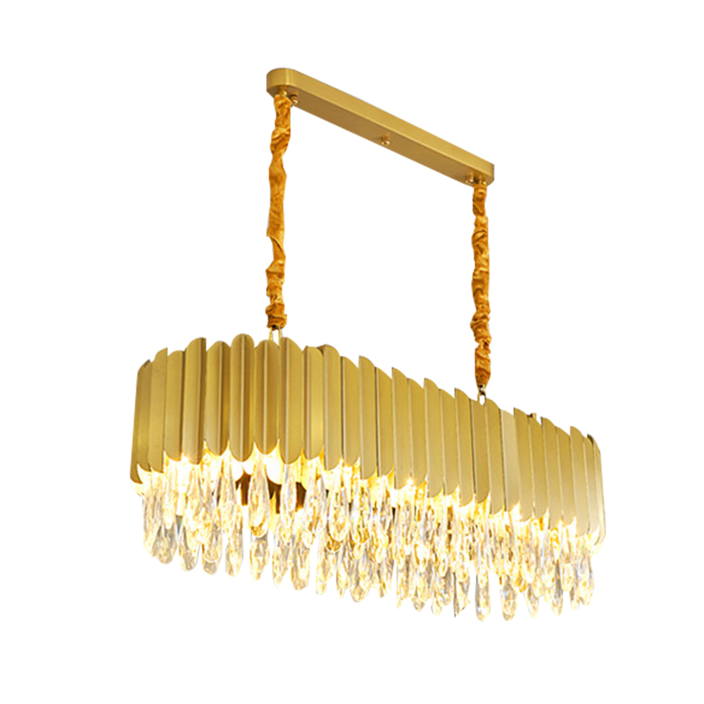 Domus: Crystal / Steel Ceiling Pendant Lamp: E14; (80x30)cm, Gold