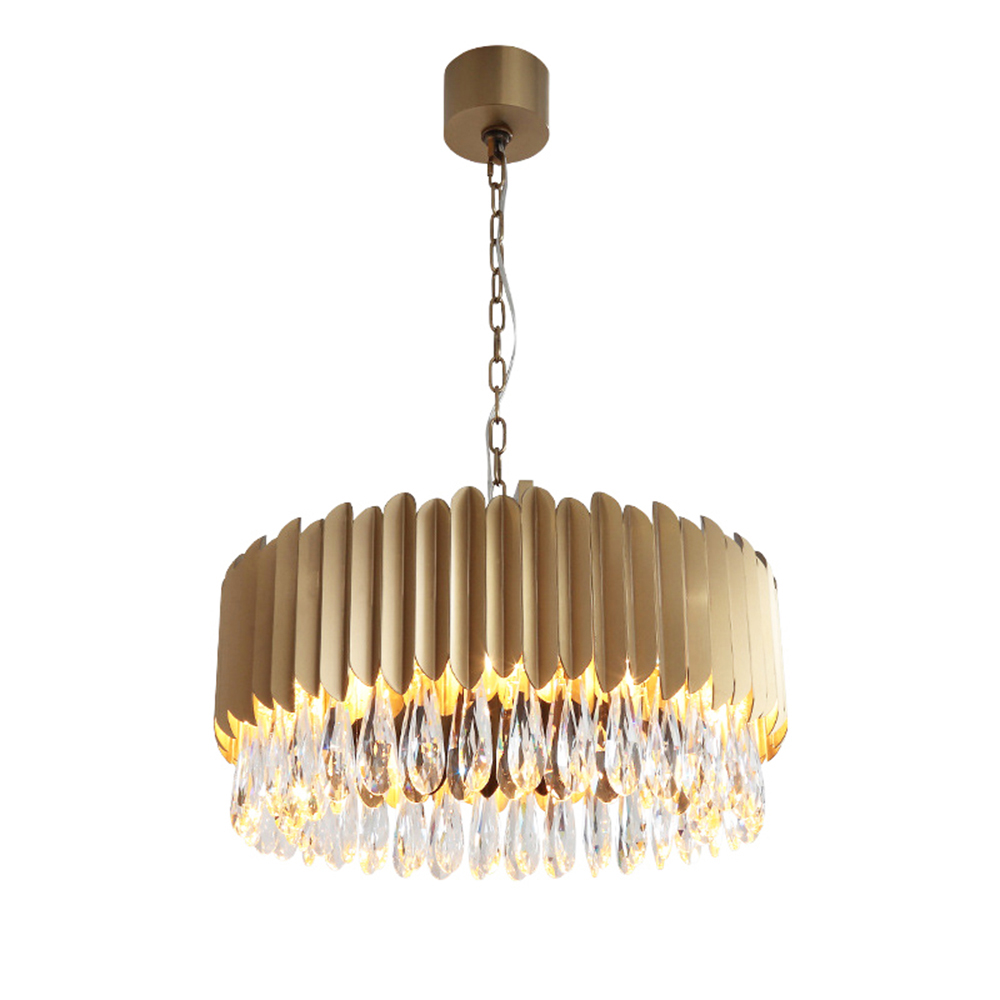 Domus: Crystal/ Steel Ceiling Pendant Lamp: E14; (60x30)cm, Gold