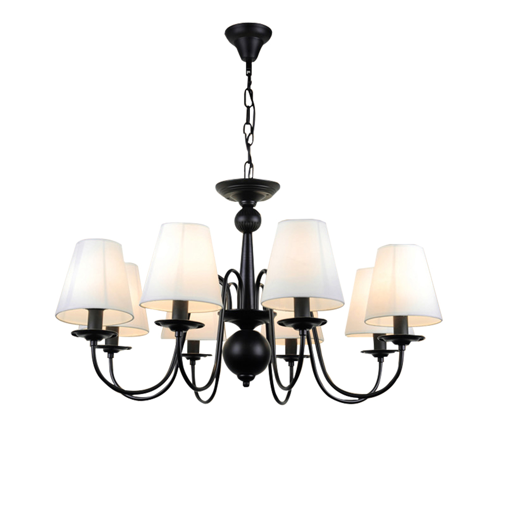 Domus: Glass/ Iron Ceiling Pendant Lamp, 6 Lights: E14, D40cm, Black