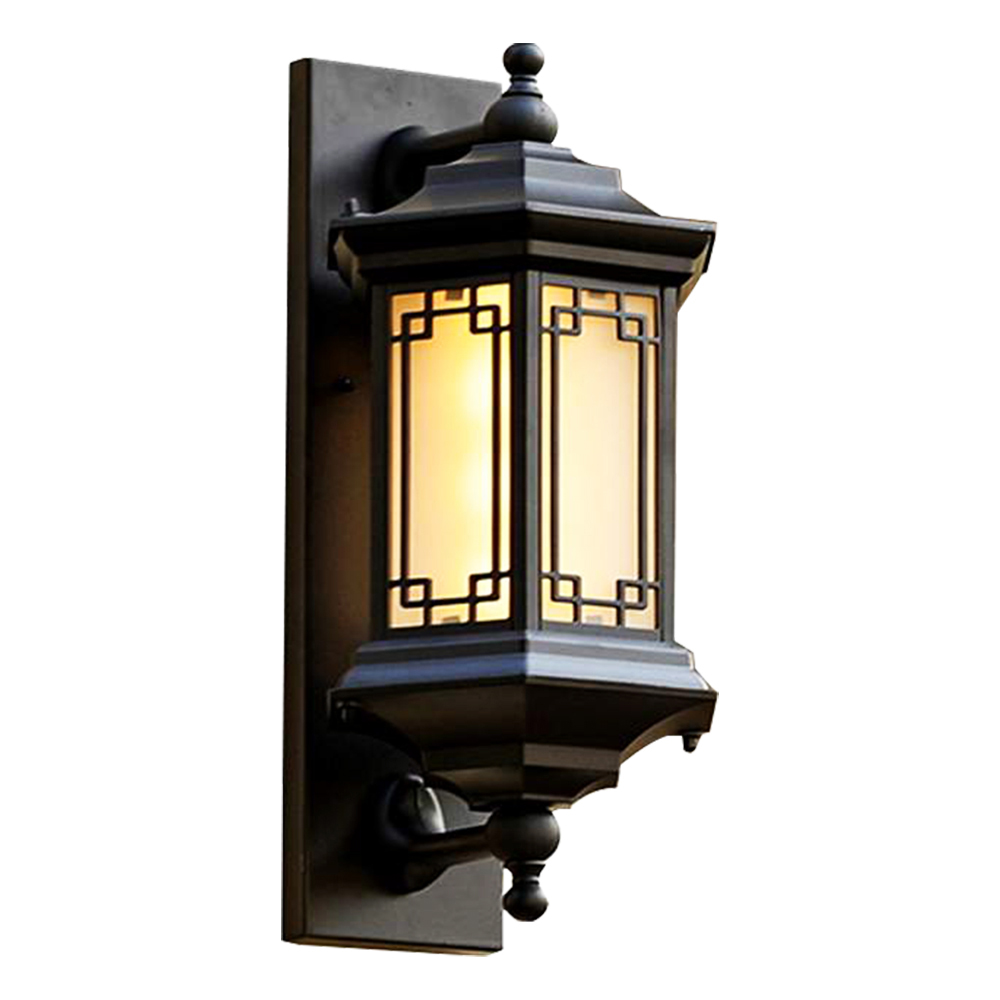 Domus: Aluminium/Glass Wall Lamp: IP65, E27; (D24xH50)cm, Black