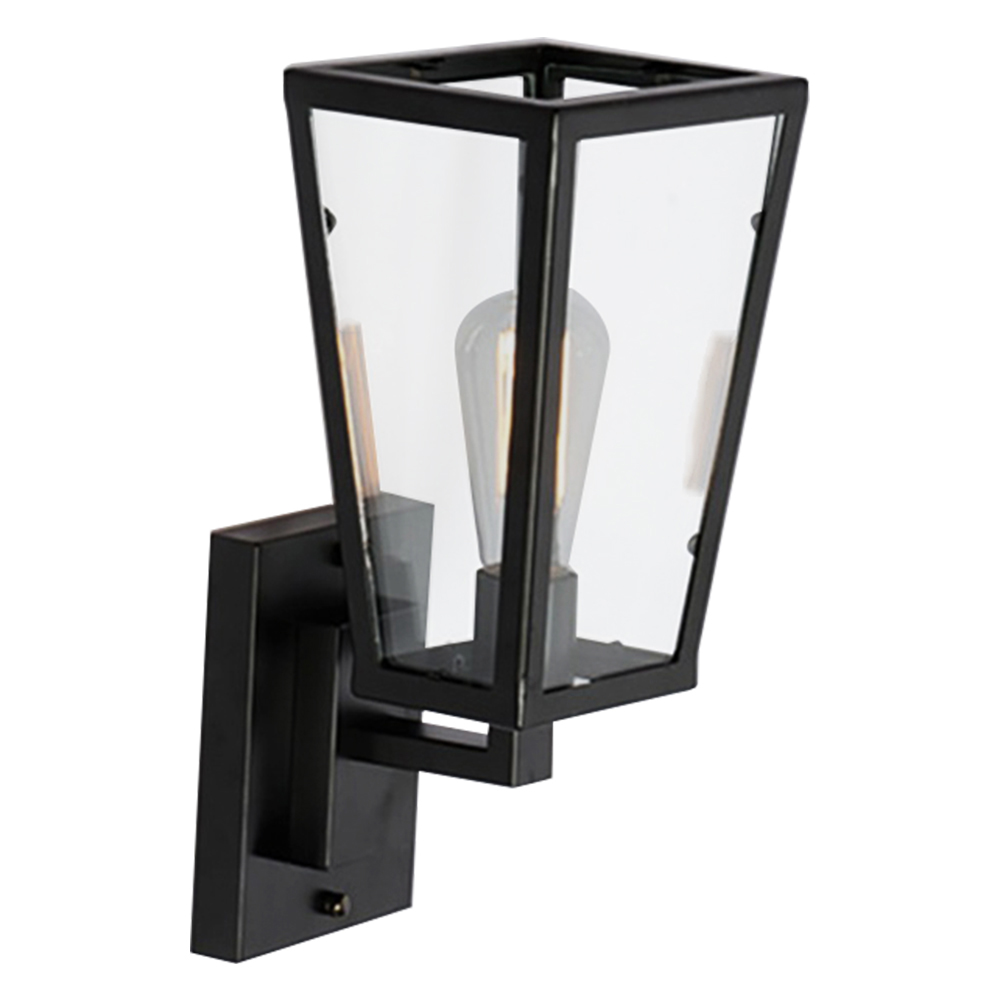 Domus: Aluminium/Glass Wall Lamp: IP65, E27; (D17xH35)cm, Black