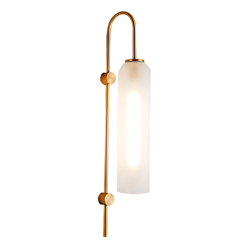 Domus: Glass Wall Lamp With White Shade : E27 (D20xH78)cm, Gold