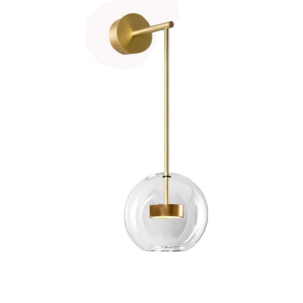 Domus: LED Glass/Metal Wall Lamp: AC85-265V, (D20xH60)cm, Gold