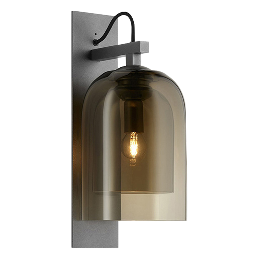 Domus: LED Glass Wall Lamp: AC85-265V, (D15xH34)cm, Smoky Grey