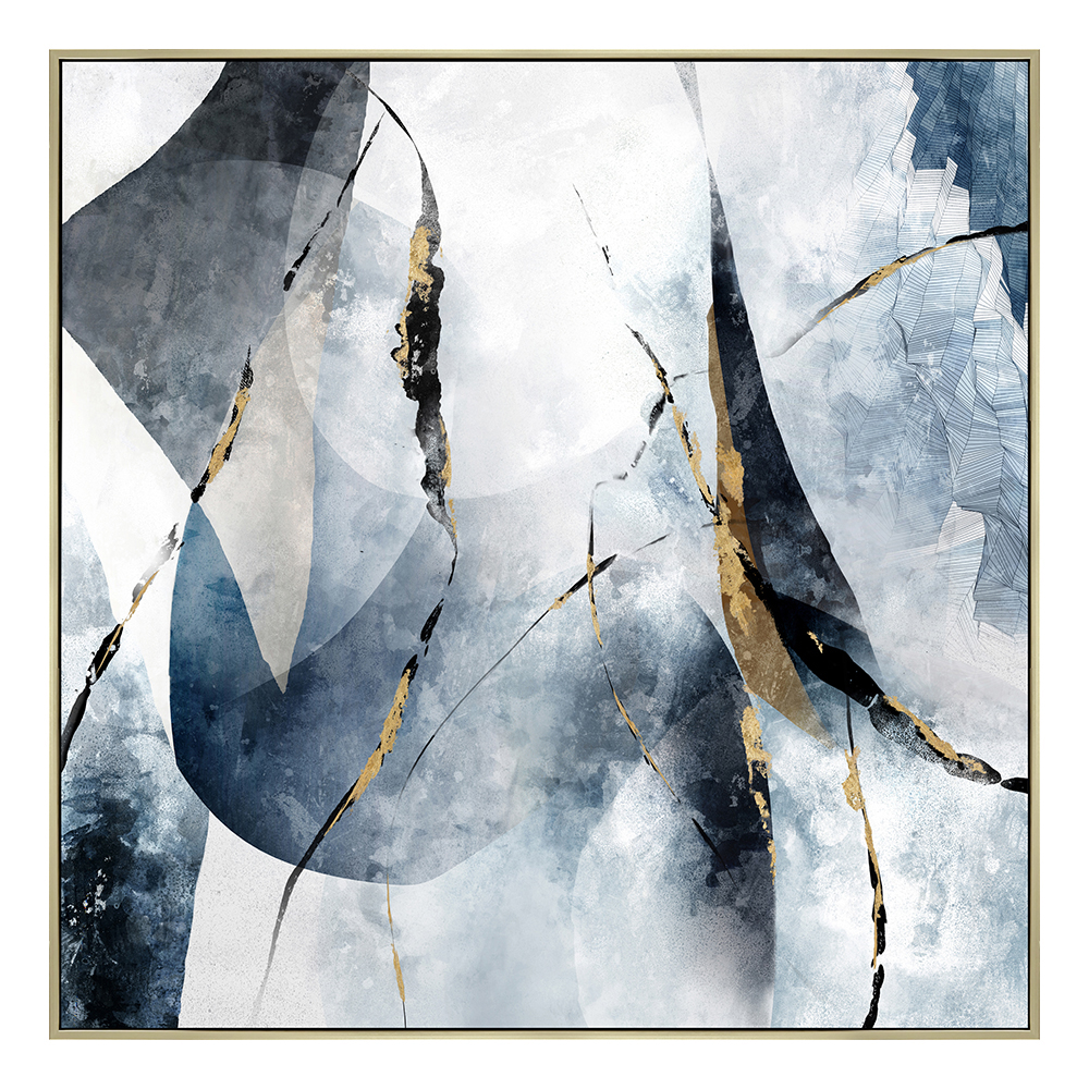 Abstract Cracked Oil/Printed Painting With Frame: (100x100x3.7)cm