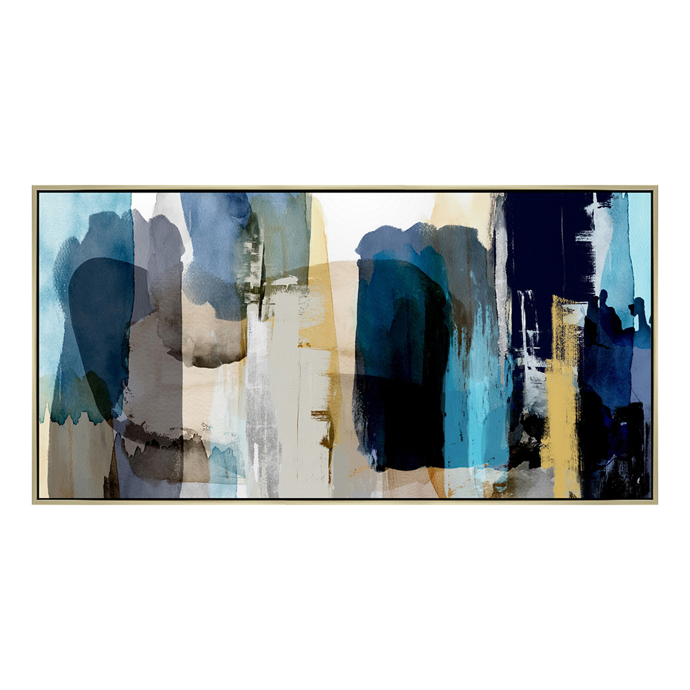 Abstract Brushed Oil/Printed Painting With Frame: (150x75x3.7)cm
