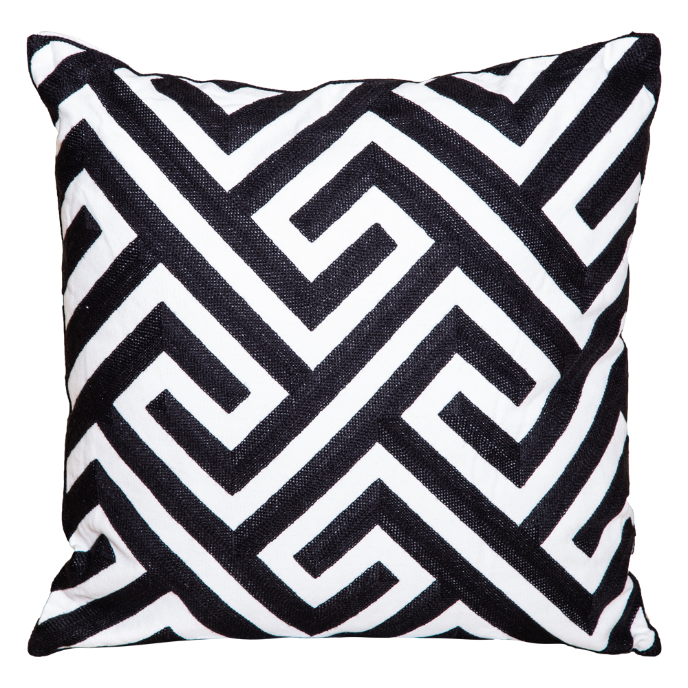 Outdoor Geometric Pillow; 45x45cm, Black/White