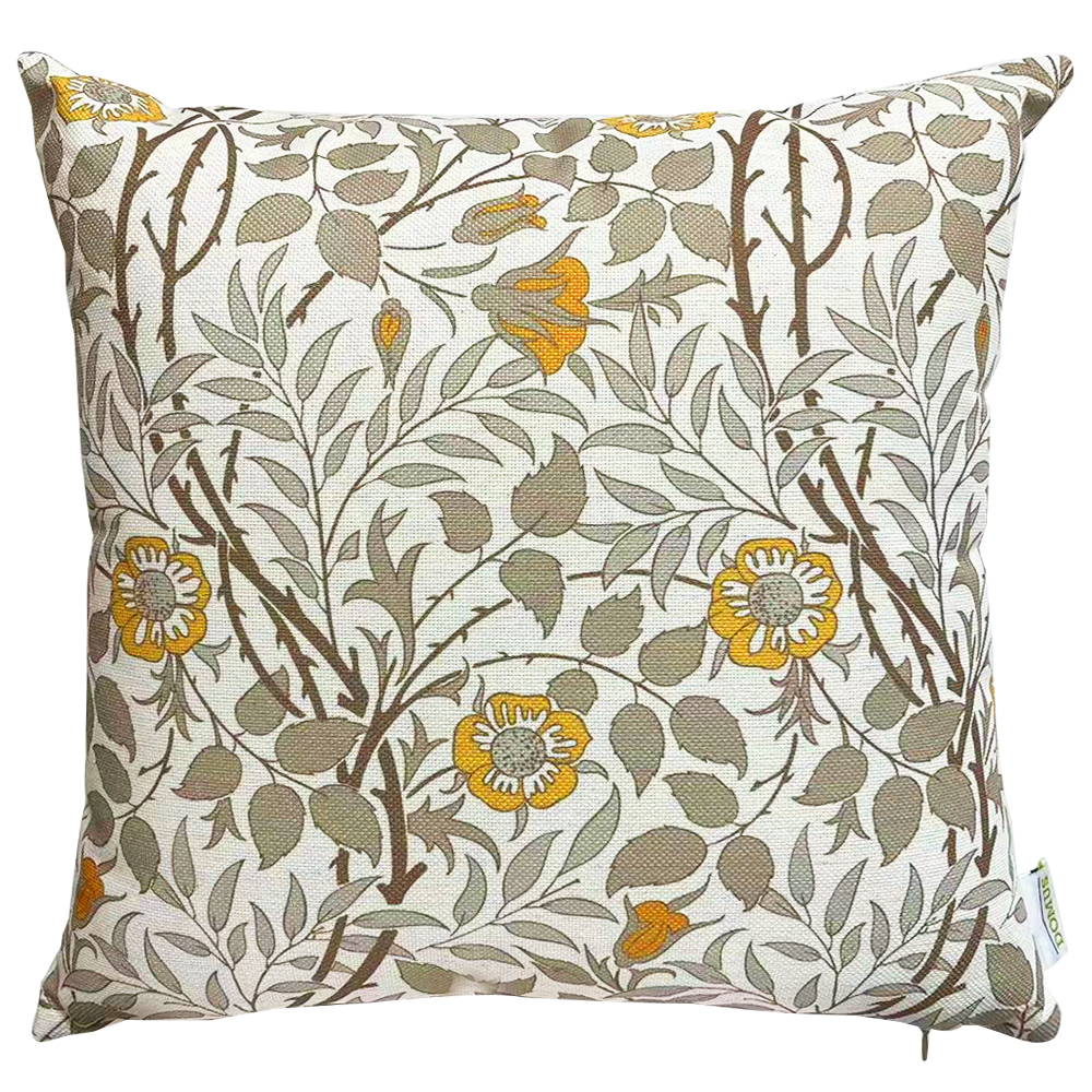 Domus: Outdoor Flower Pattern Pillow; (45x45)cm, White/Green