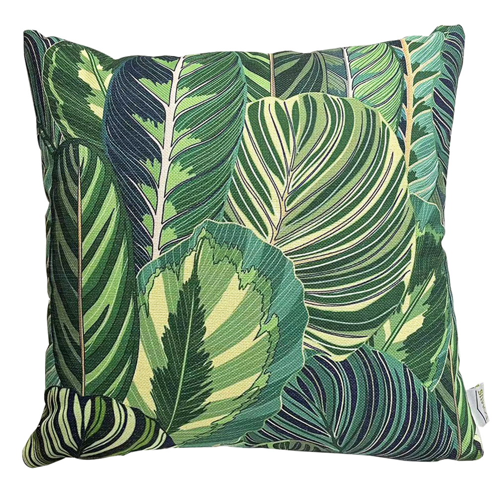 Domus: Outdoor Leave Pattern Pillow; (45x45)cm, Green