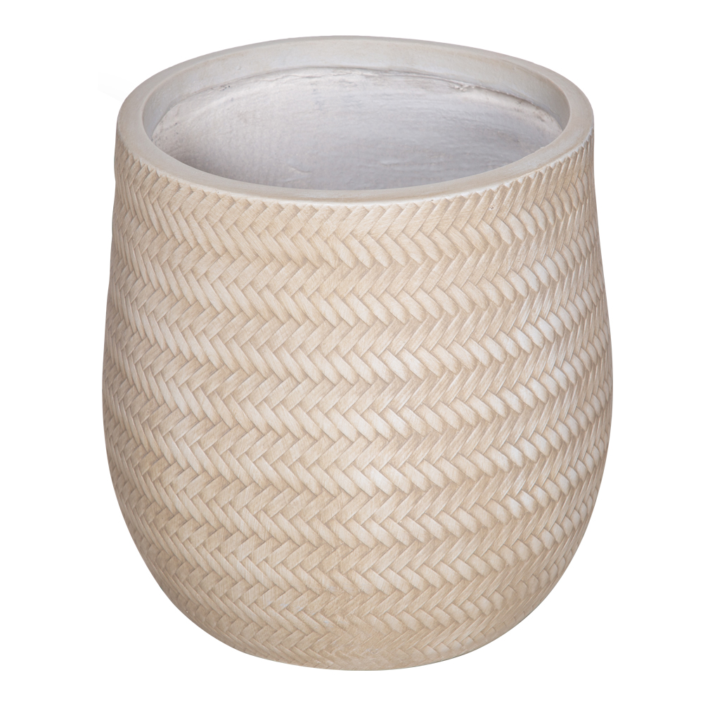 Fibre Clay Pot: Medium (32x32x32)cm , Beige