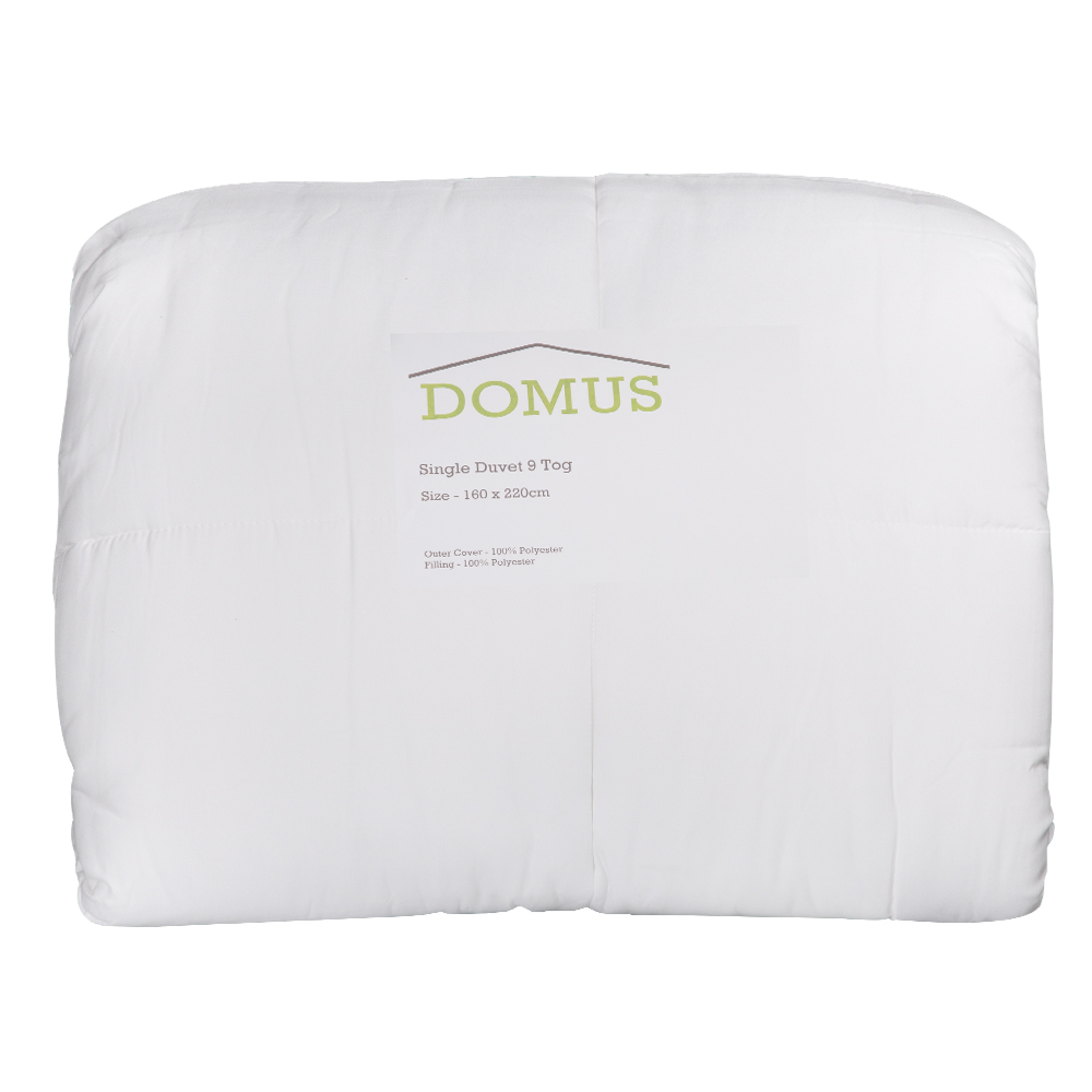 Domus: Single Duvet 1pc; 9TOG 120GSM; (160x220)cm, White