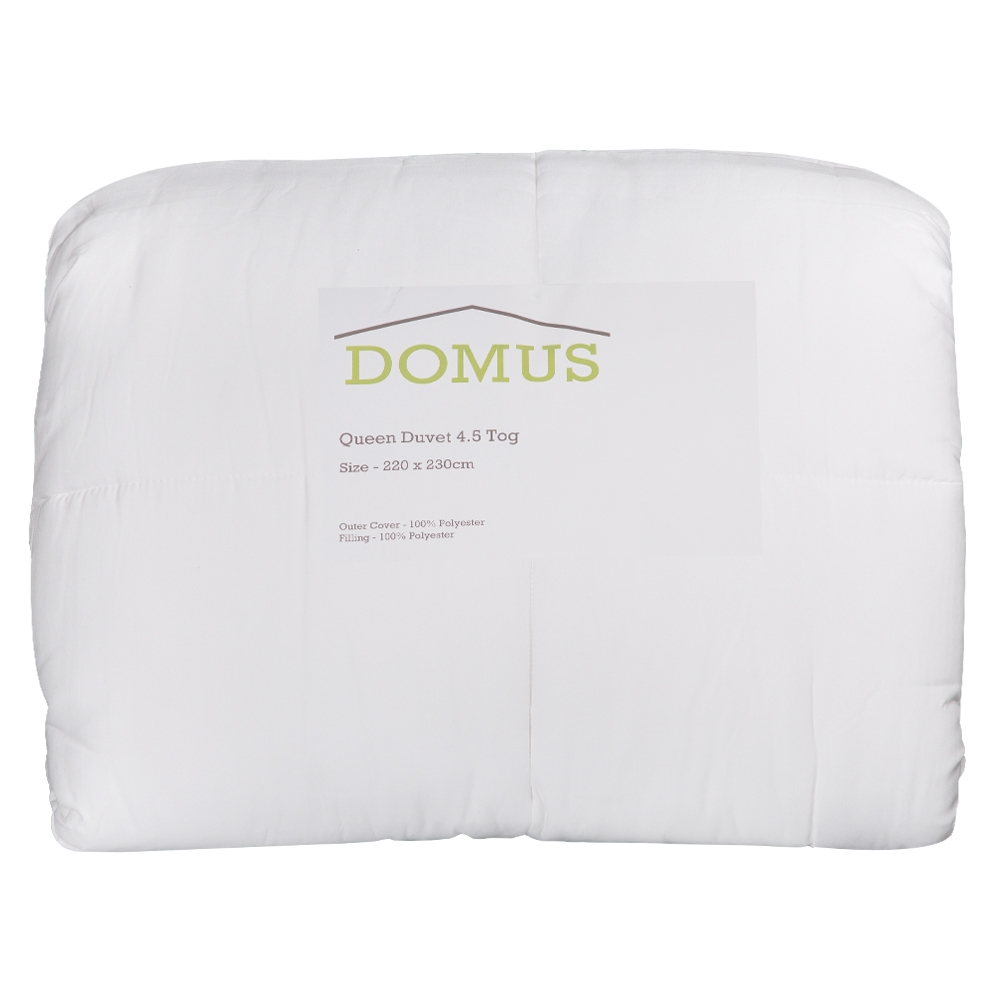 Domus: Queen Duvet 1pc; 4.5TOG 120GSM; (220x230)cm, White