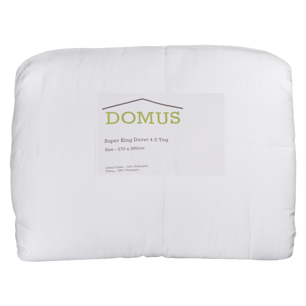 Domus: Super King Duvet 1pc; 4.5TOG 120GSM; (270x260)cm, White