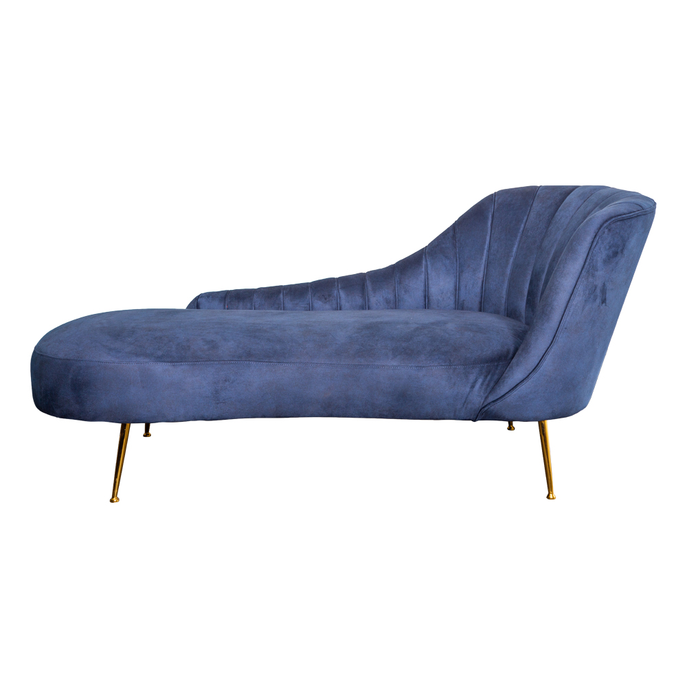 Fabric Sofa Bed With Chaise-Left, Deep Blue