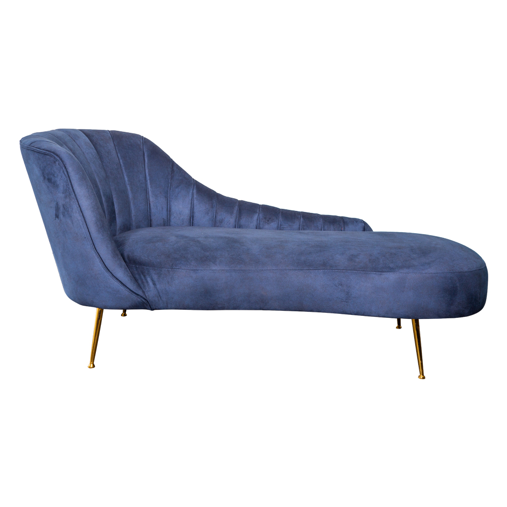 Fabric Sofa Bed With Chaise-Right, Deep Blue