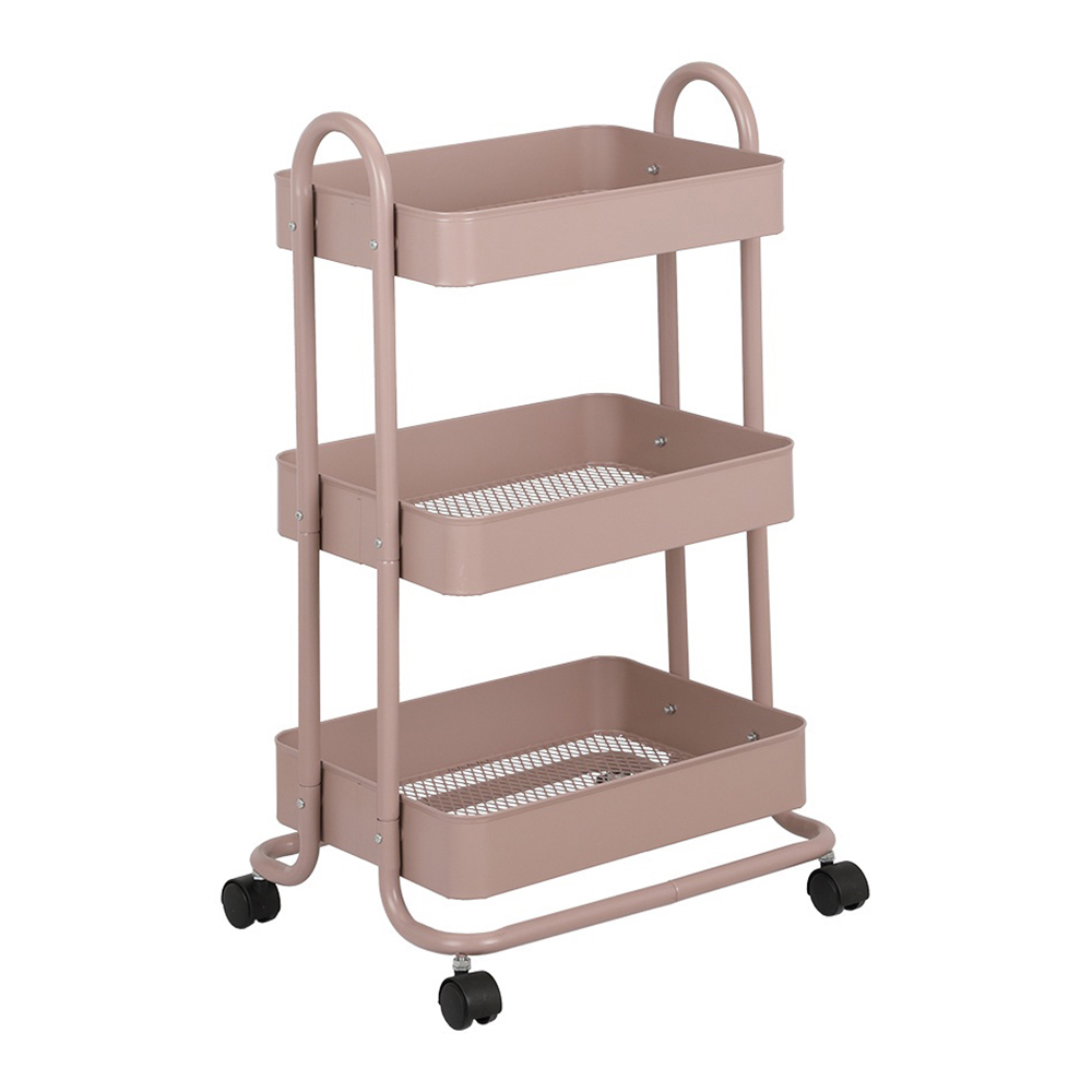 Logan 3-Tier Storage Cart; (43.3x33.9x76)cm, Pink