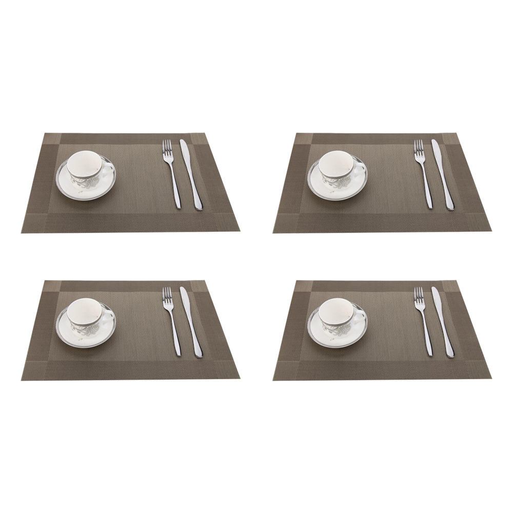 PVC Table Mat Set: 4Pcs; (45x30)cm, Dark Gold