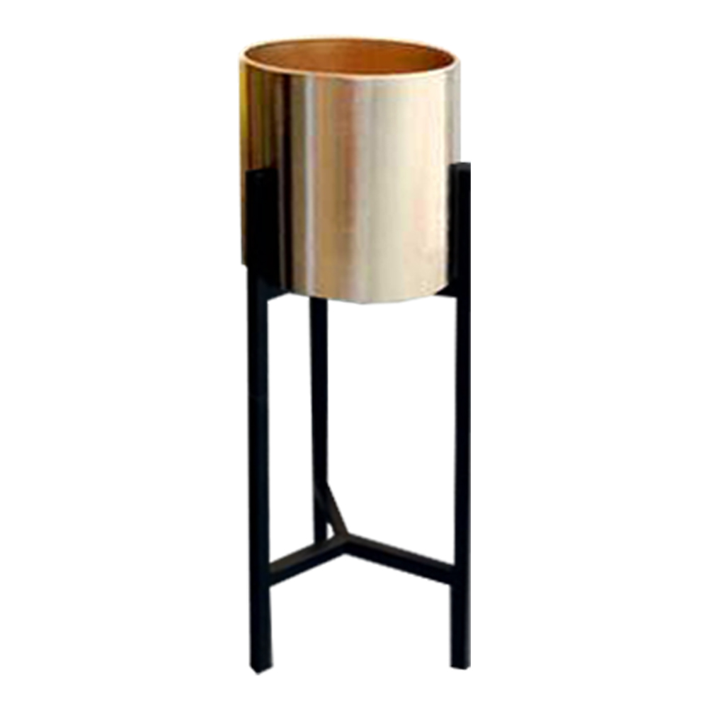 Domus: Flower Pot With Stand; Small (21x21x58)cm, Gold/Black
