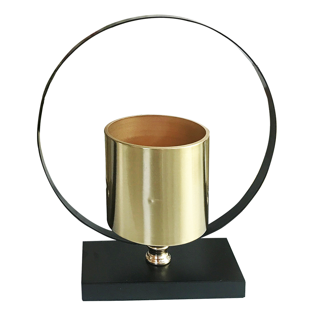 Domus: Flower Pot With Stand; Large (40x13x45)cm, Gold/Black
