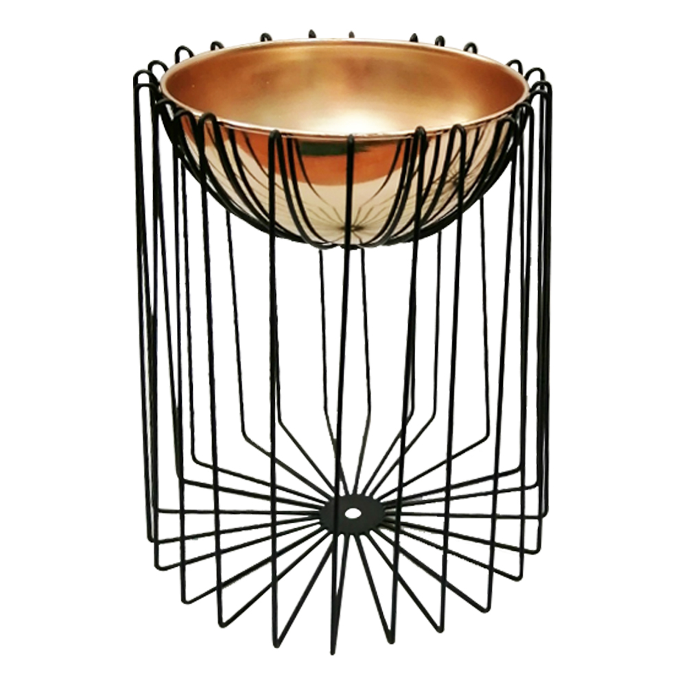 Domus: Flower Pot With Stand; Small (23x23x29)cm, Rose Gold/Black