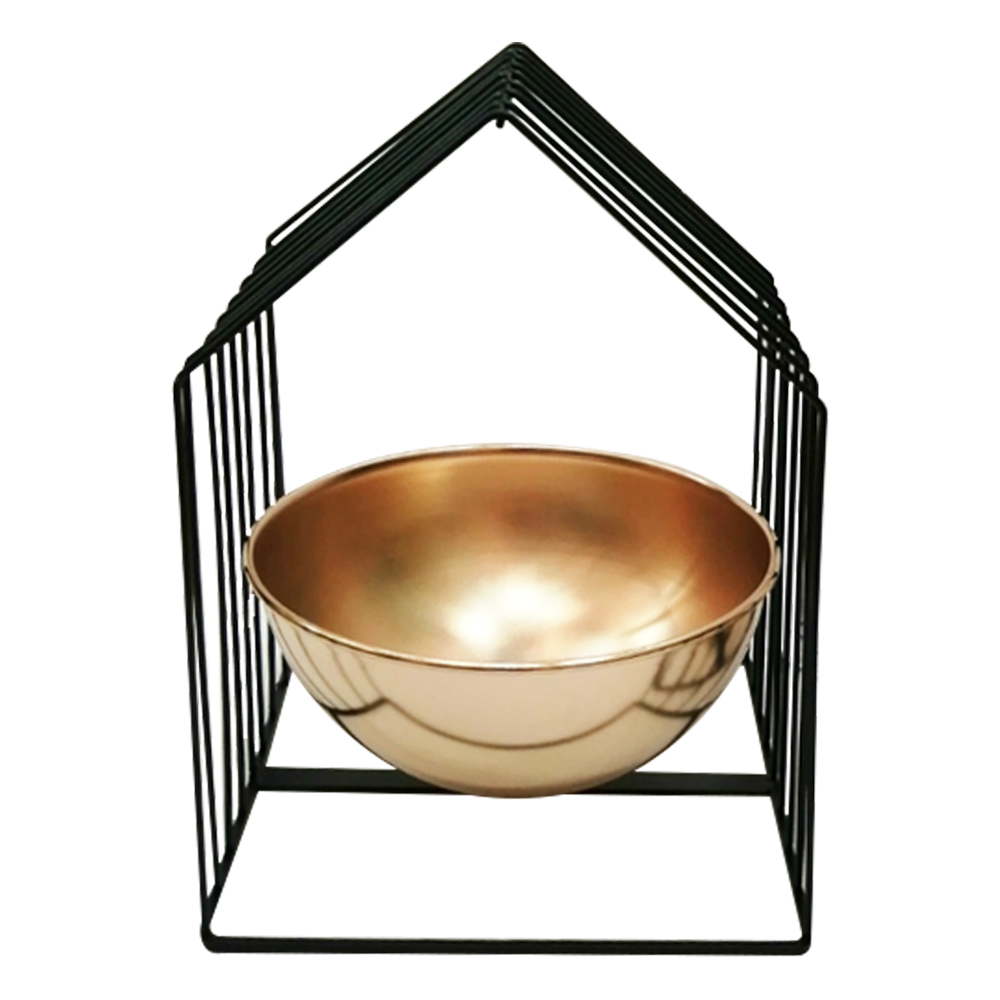 Domus: Flower Pot With Stand; Small (21x20x30)cm, Rose Gold/Black