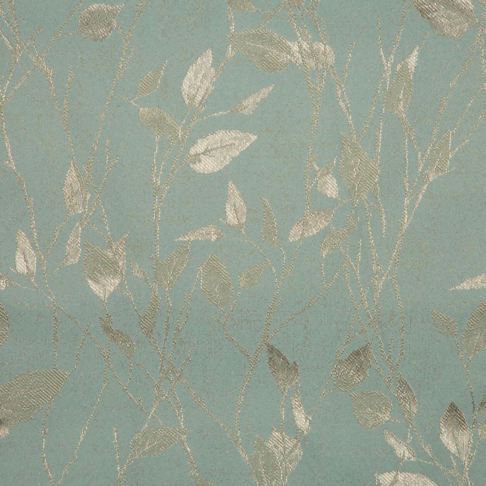 Mozart Texturted Leaf Patterned Polyester Curtain Fabric; 280cm, Light Blue