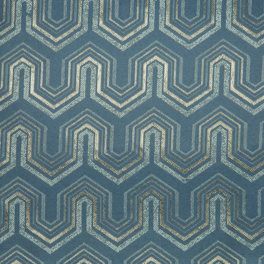 Mozart Texturted Chevron Patterned Polyester Curtain Fabric; 280cm, Dark Teal Blue