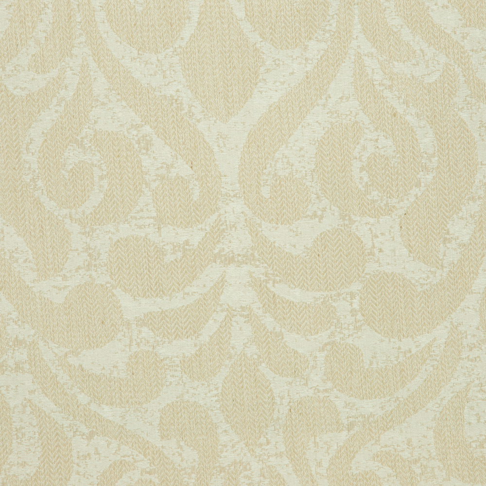 Savona Collection Brocade Patterned Polyester Cotton Jacquard Fabric; 280cm, Beige