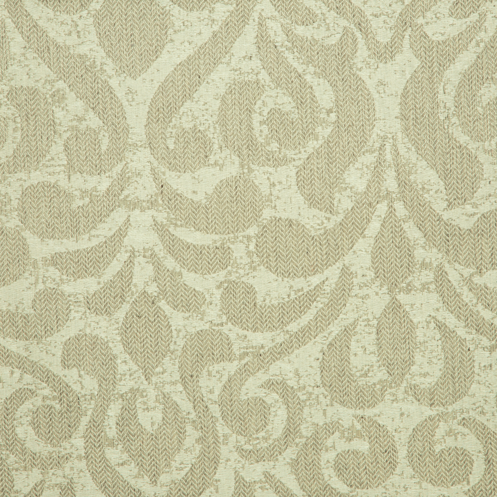 Savona Collection Brocade Patterned Polyester Cotton Jacquard Fabric; 280cm, Beige/Grey