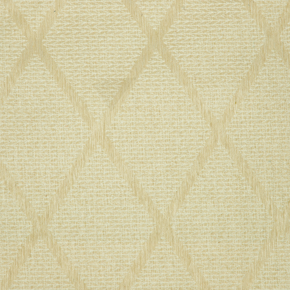 Savona Collection Diamond Patterned Polyester Cotton Jacquard Fabric; 280cm, Beige