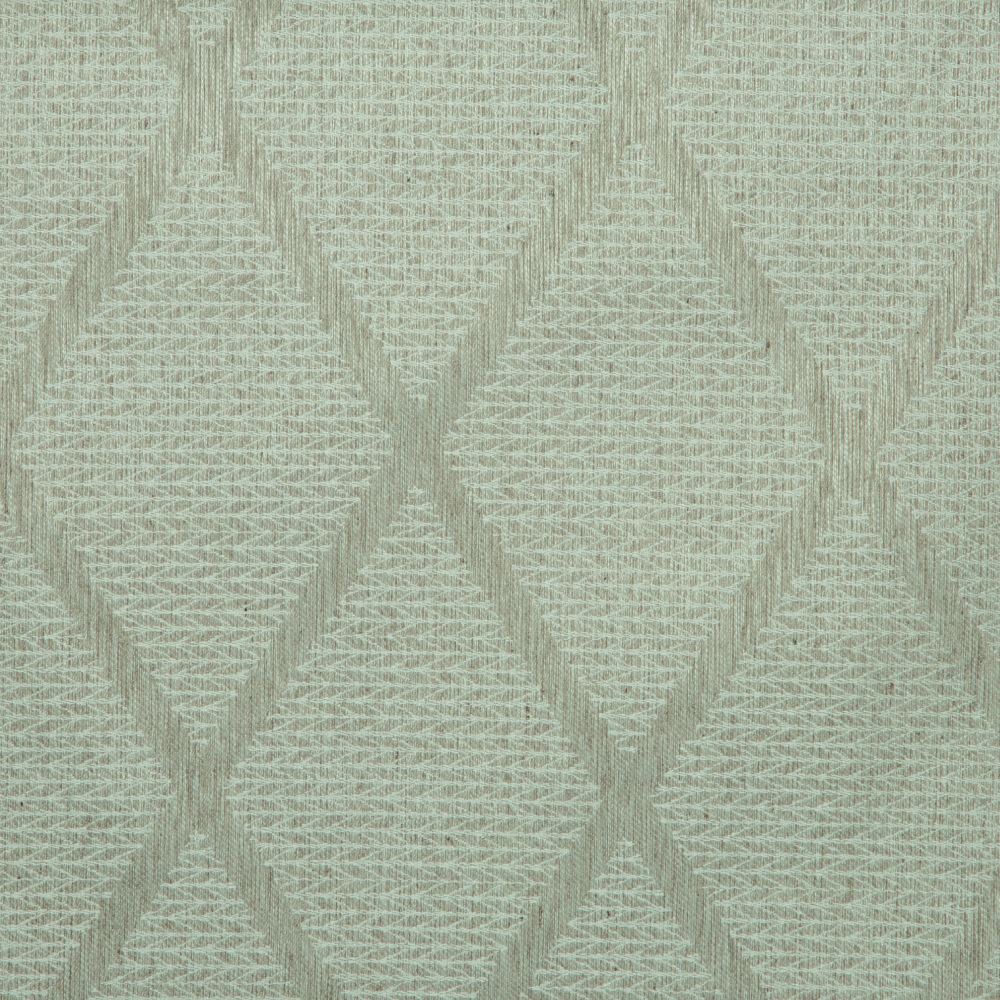Savona Collection Diamond Patterned Polyester Cotton Jacquard Fabric; 280cm, Green/Grey