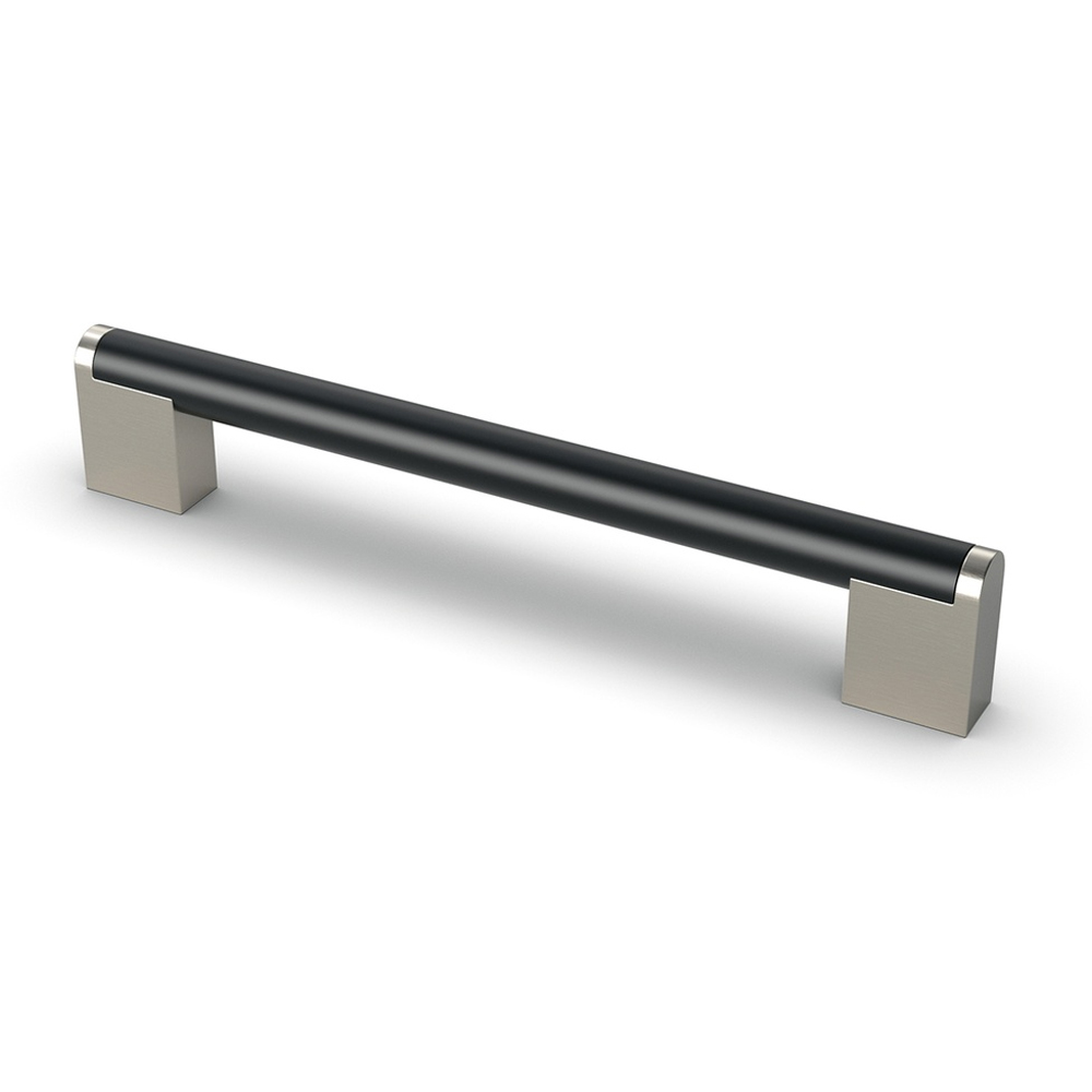 Hettich: Brema: Furniture Handle-192mm, Matt Black/ Brushed Stainless Steel