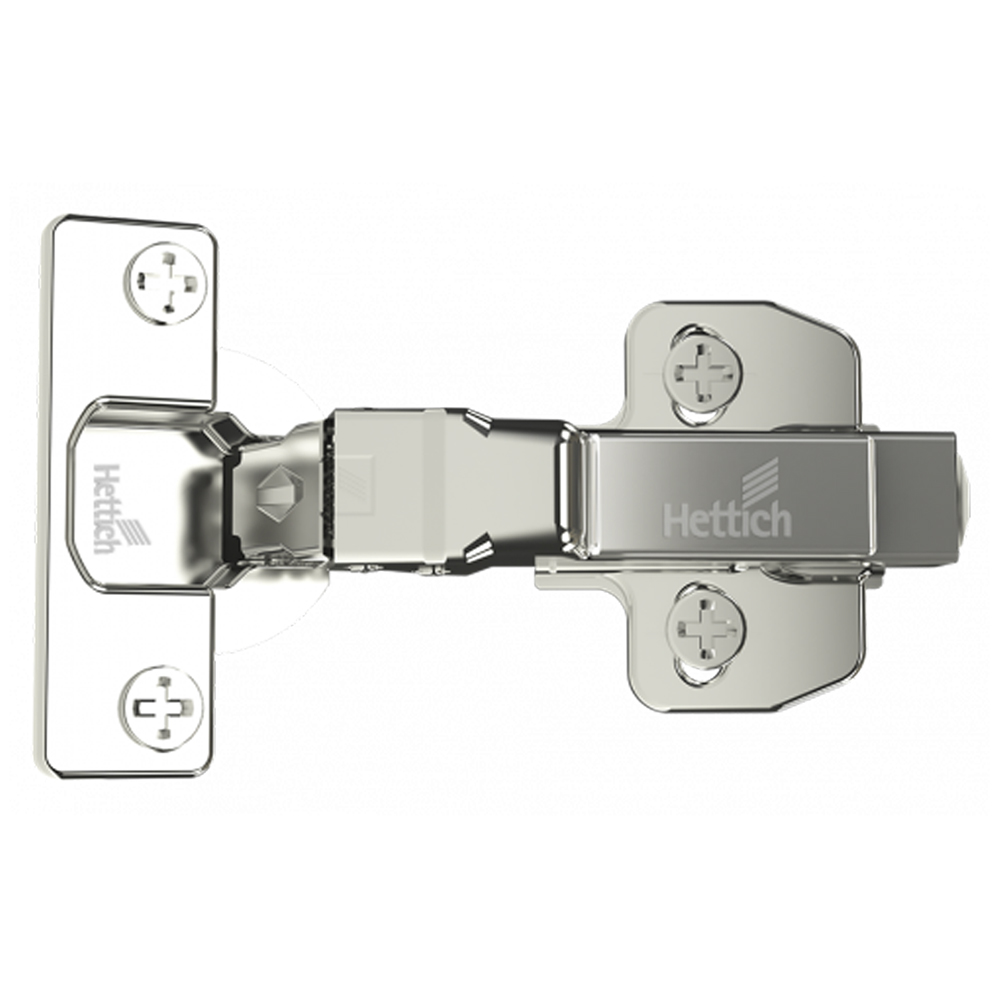 Hettich: Onsys 4447i, Silent Hinge - 0 Crank cabinet Door Hinges with Mounting Plates & Cover Caps