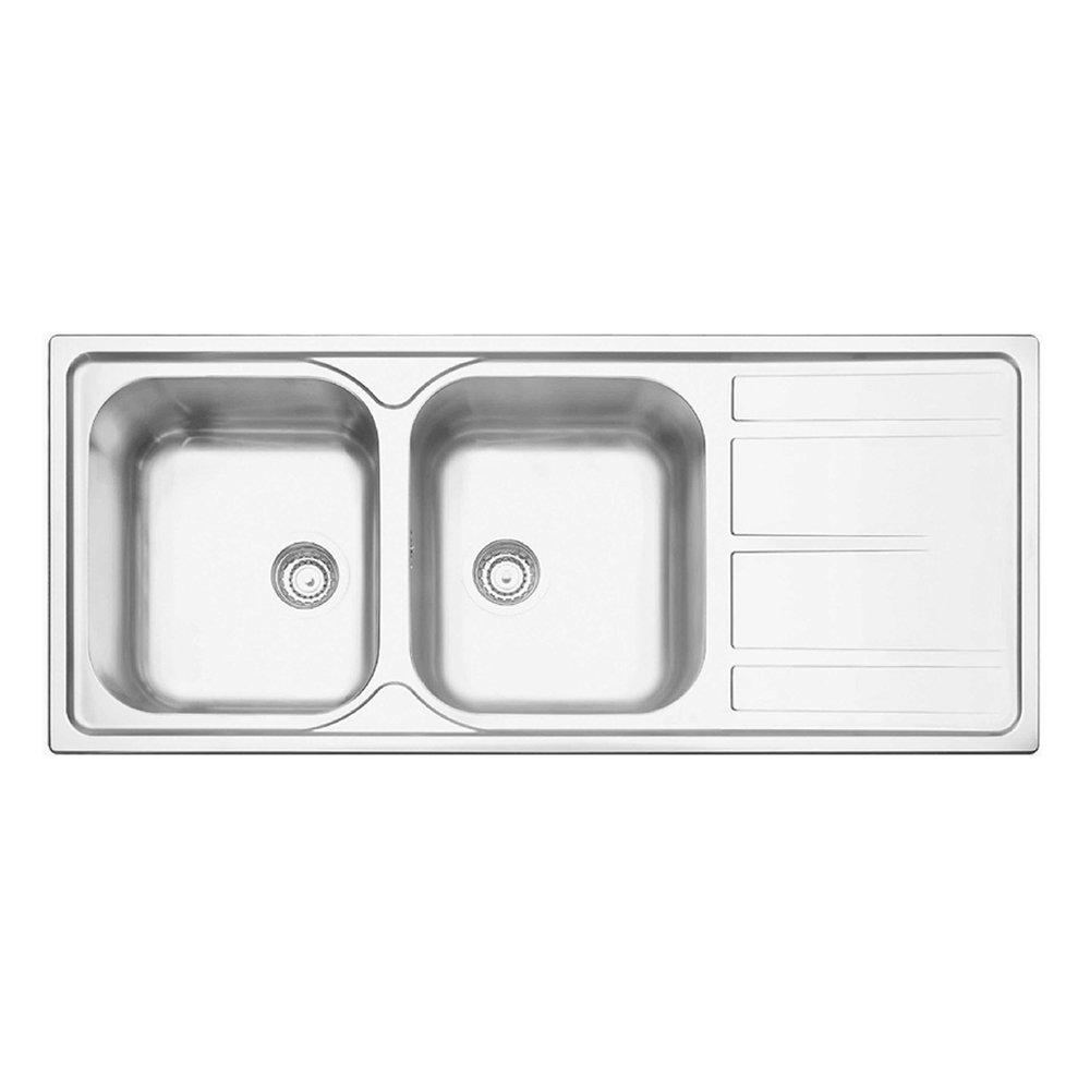 Stainless Steel Inset Kitchen Sink: DB/SD; (116x50)cm + Waste