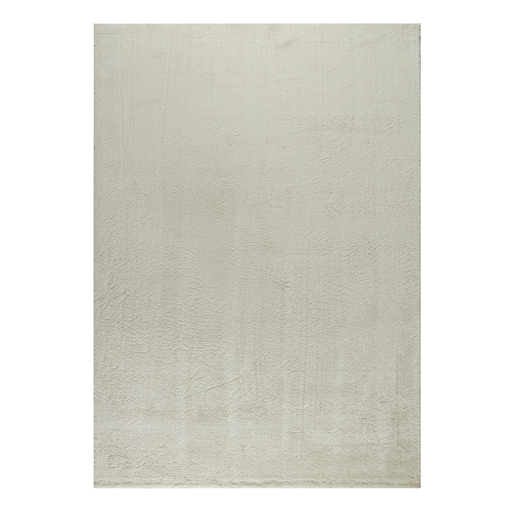 Ufuk: Puffy Plain Carpet Rug; (240x340)cm, Off White