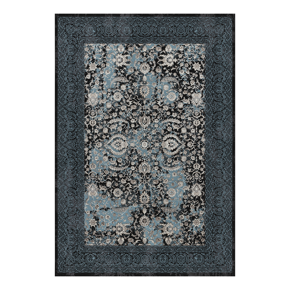 Ufuk: Retro Damask Pattern Carpet Rug; (240x340)cm, Blue