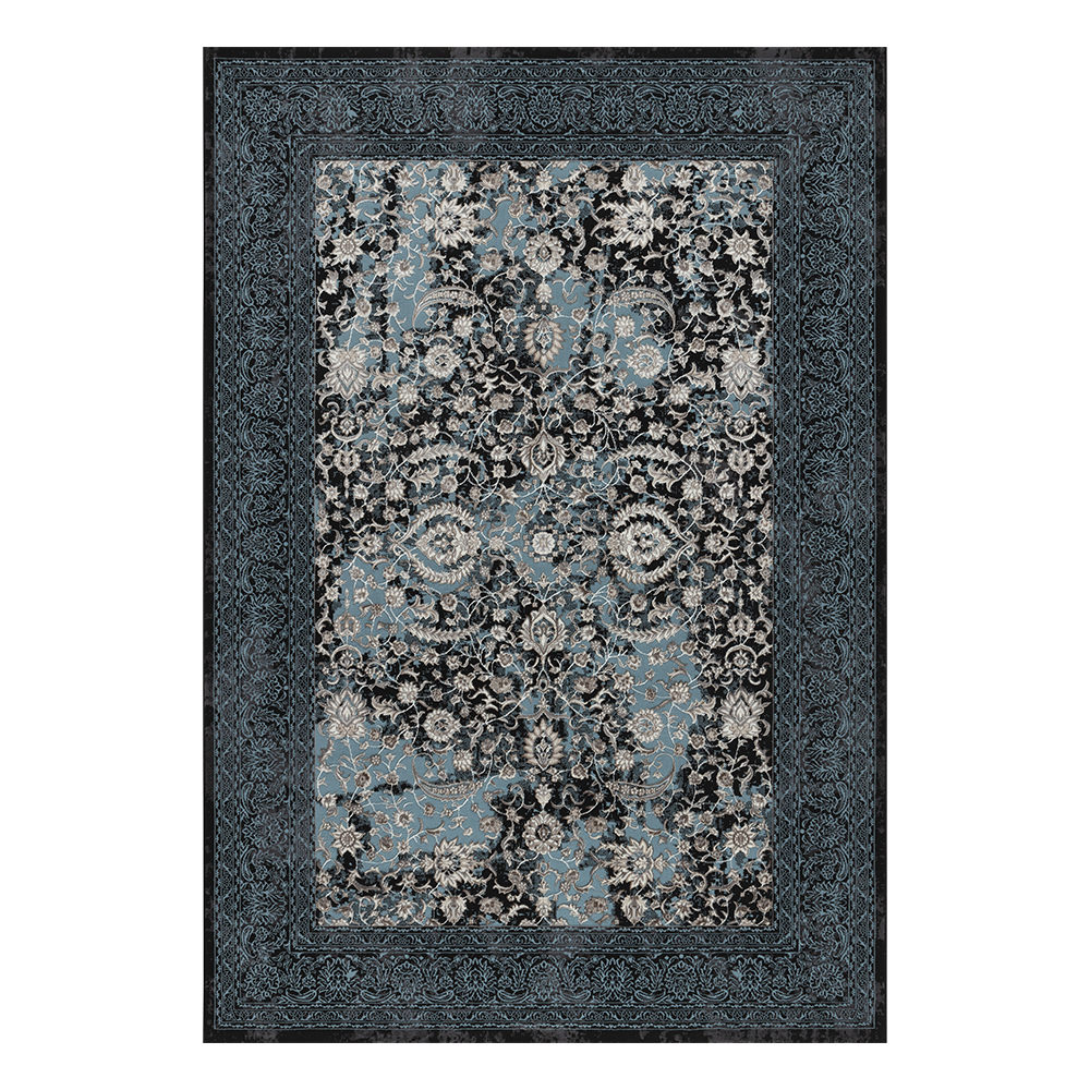 Ufuk: Retro Damask Pattern Carpet Rug; (200x290)cm, Blue