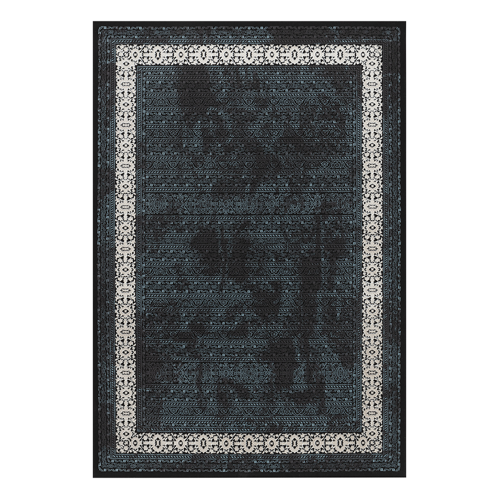 Ufuk: Retro Tribal Pattern Carpet Rug; (100x300)cm, Onyx