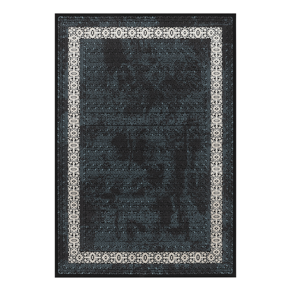 Ufuk: Retro Tribal Pattern Carpet Rug; (100x400)cm, Onyx
