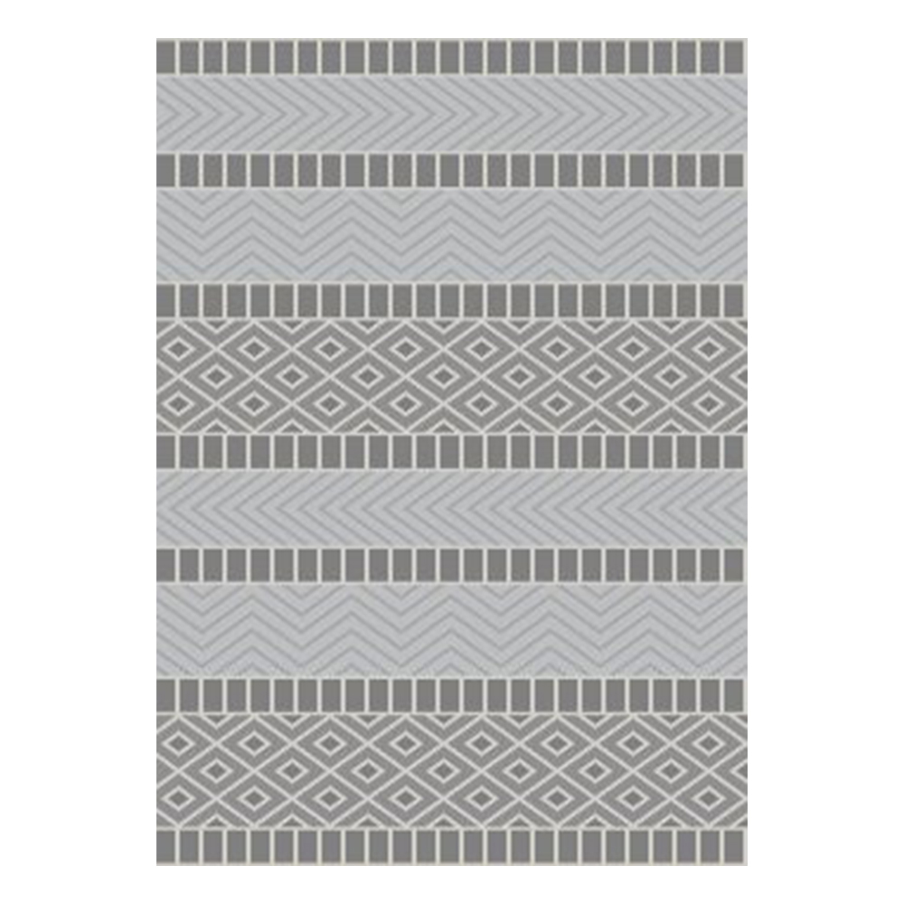 Ufuk: Panama Tribal Chevron Pattern Carpet Rug; (240x340)cm, Grey