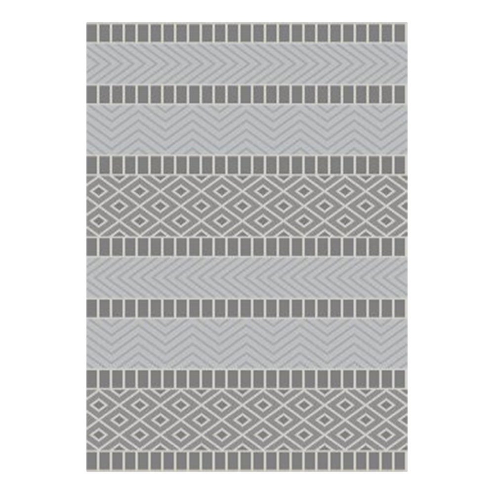Ufuk: Panama Tribal Chevron Pattern Carpet Rug; (200x290)cm, Grey