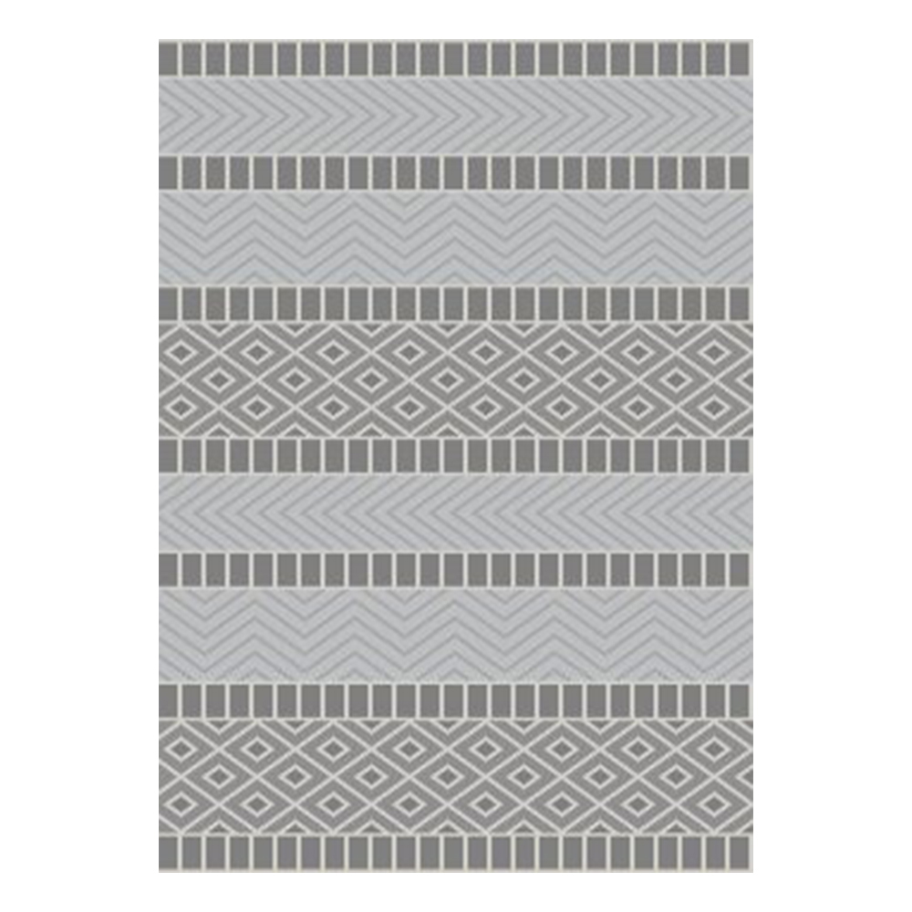 Ufuk: Panama Tribal Chevron Pattern Carpet Rug; (160x230)cm, Grey