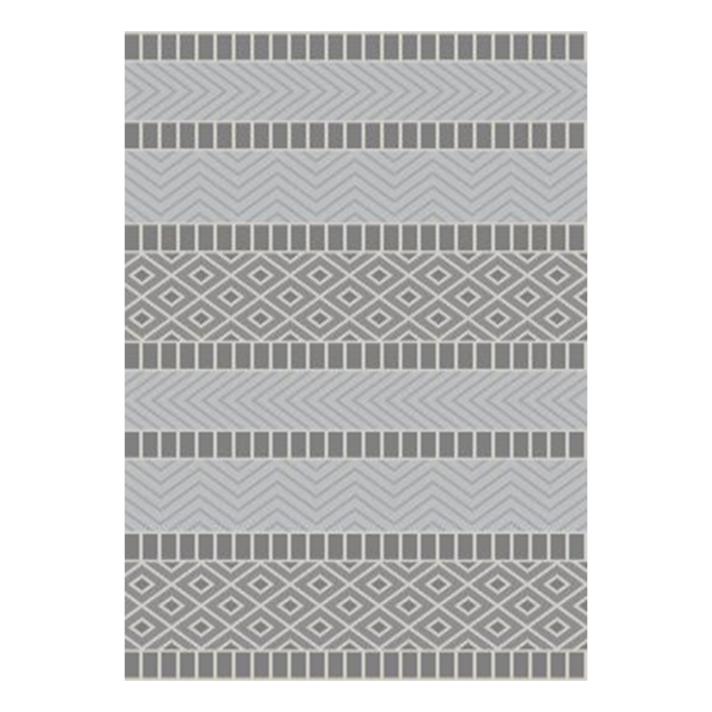 Ufuk: Panama Tribal Chevron Pattern Carpet Rug; (100x300)cm, Grey
