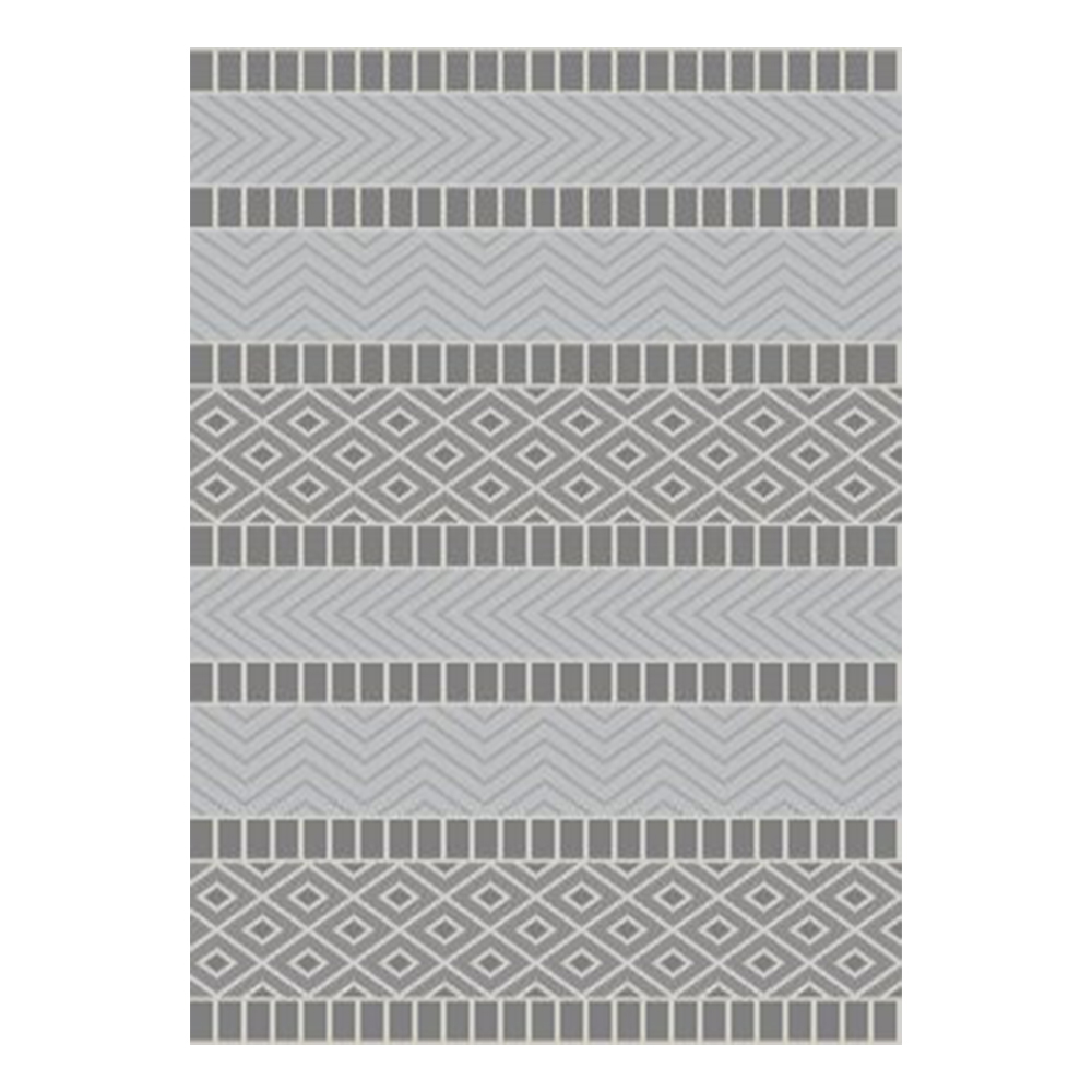 Ufuk: Panama Tribal Chevron Pattern Carpet Rug; (100x400)cm, Grey