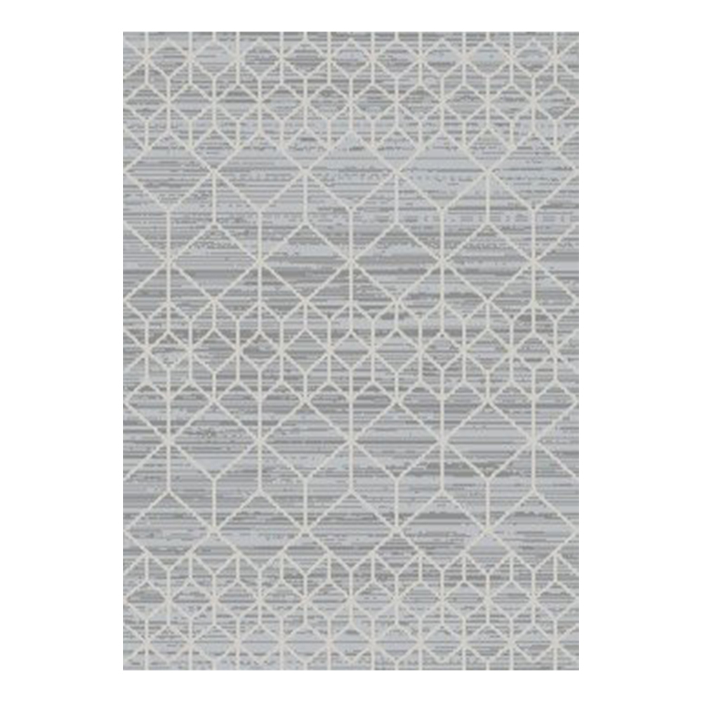 Ufuk: Panama Reflected Diamonds Pattern Carpet Rug; (100x400)cm, Grey