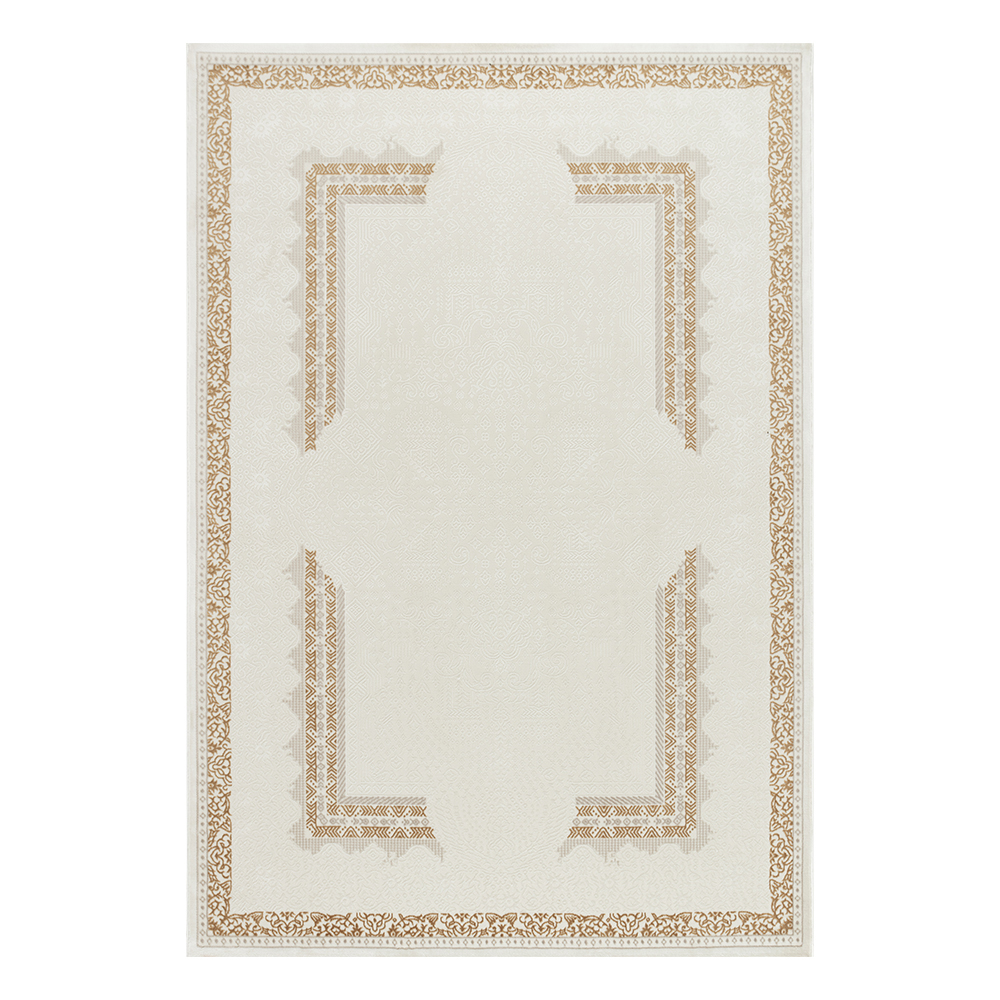 Ufuk: Sultan Floral Bordered Pattern Carpet Rug; (240x340)cm, Grey/Brown